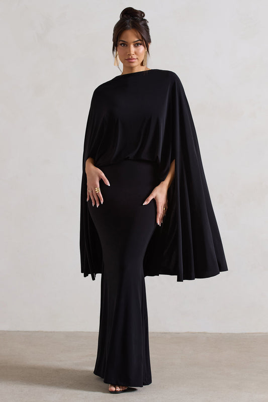 Noctura Black High-Neck Maxi Dress