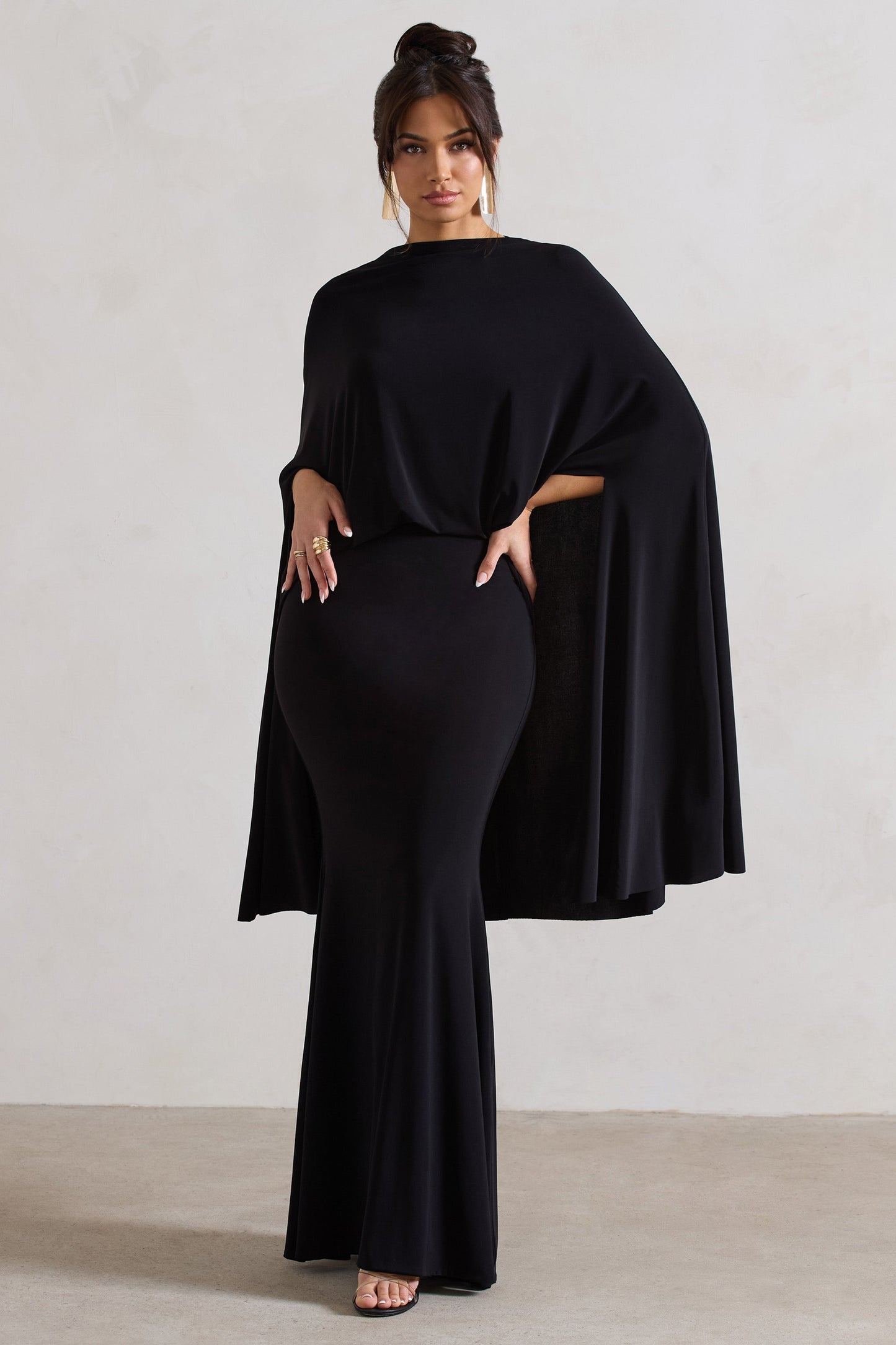 Noctura Black High-Neck Maxi Dress