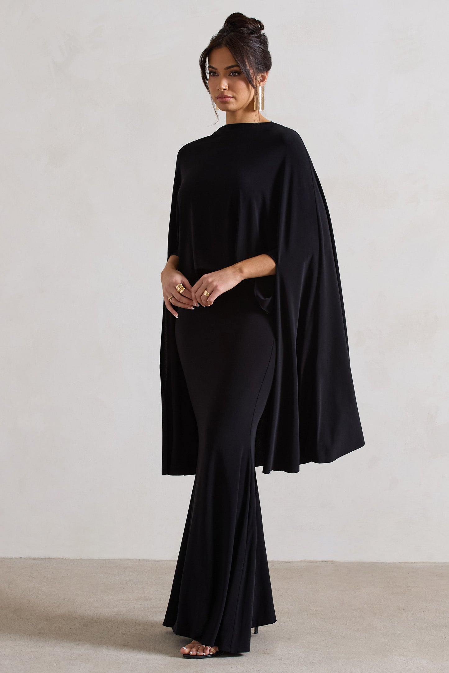 Noctura Black High-Neck Maxi Dress