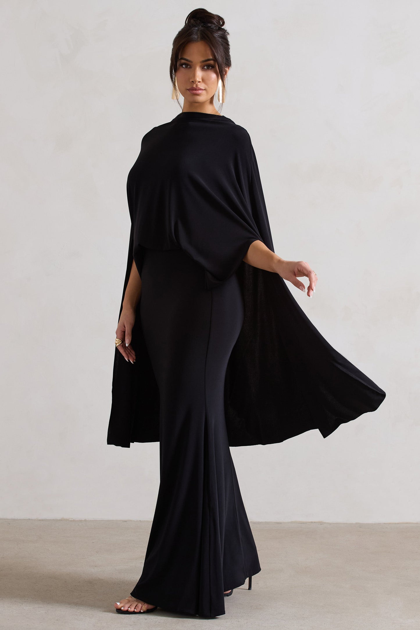 Noctura Black High-Neck Maxi Dress