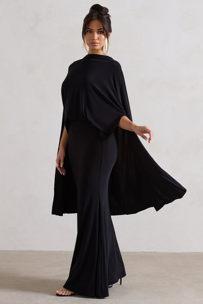 Noctura Black High-Neck Maxi Dress