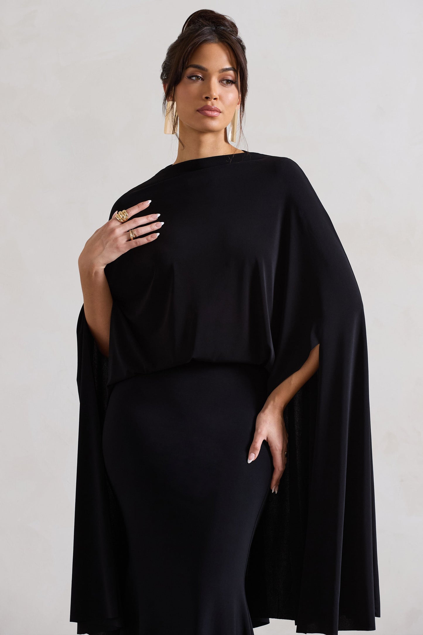 Noctura Black High-Neck Maxi Dress