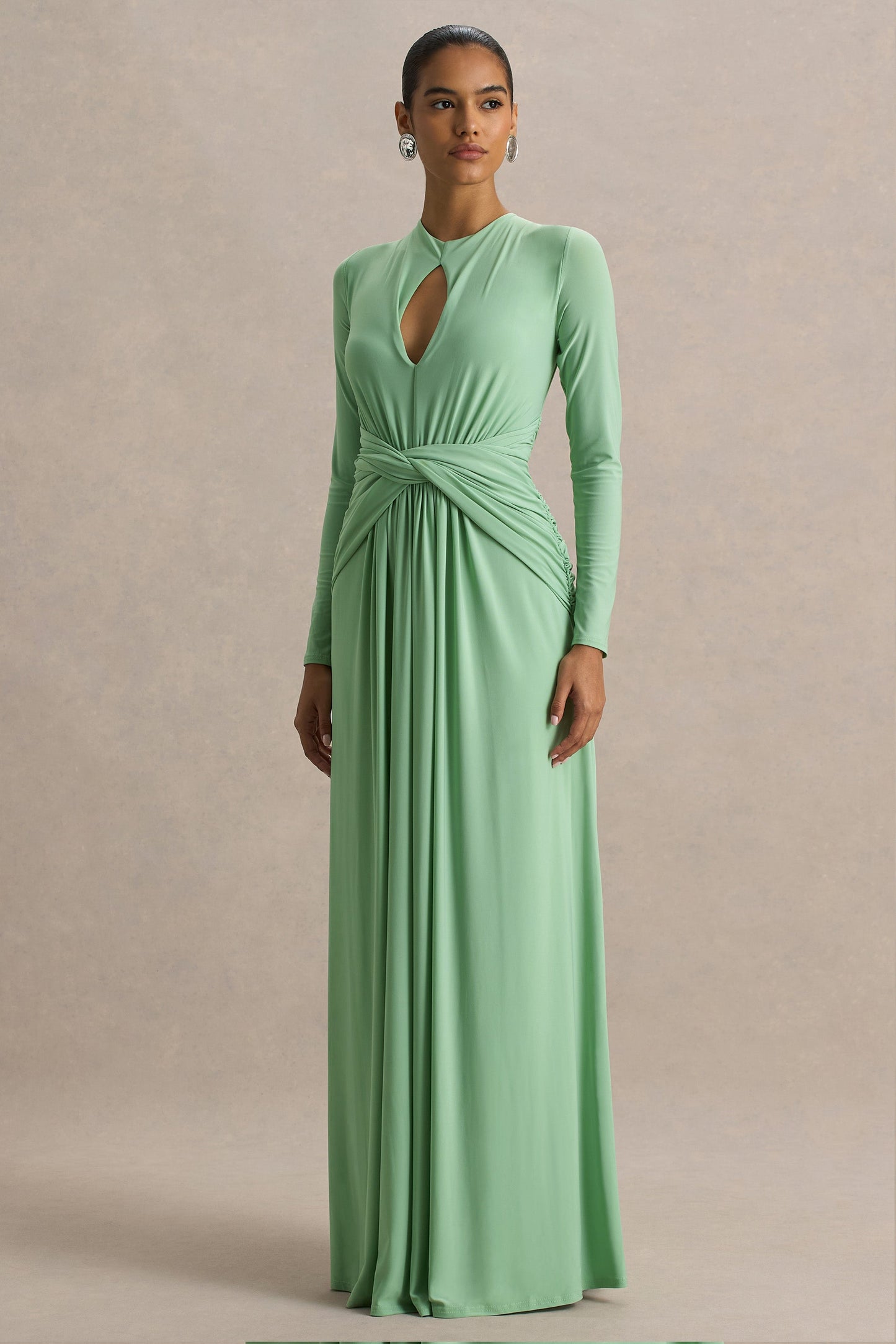 Emerelle Green High-Neck Maxi Dress