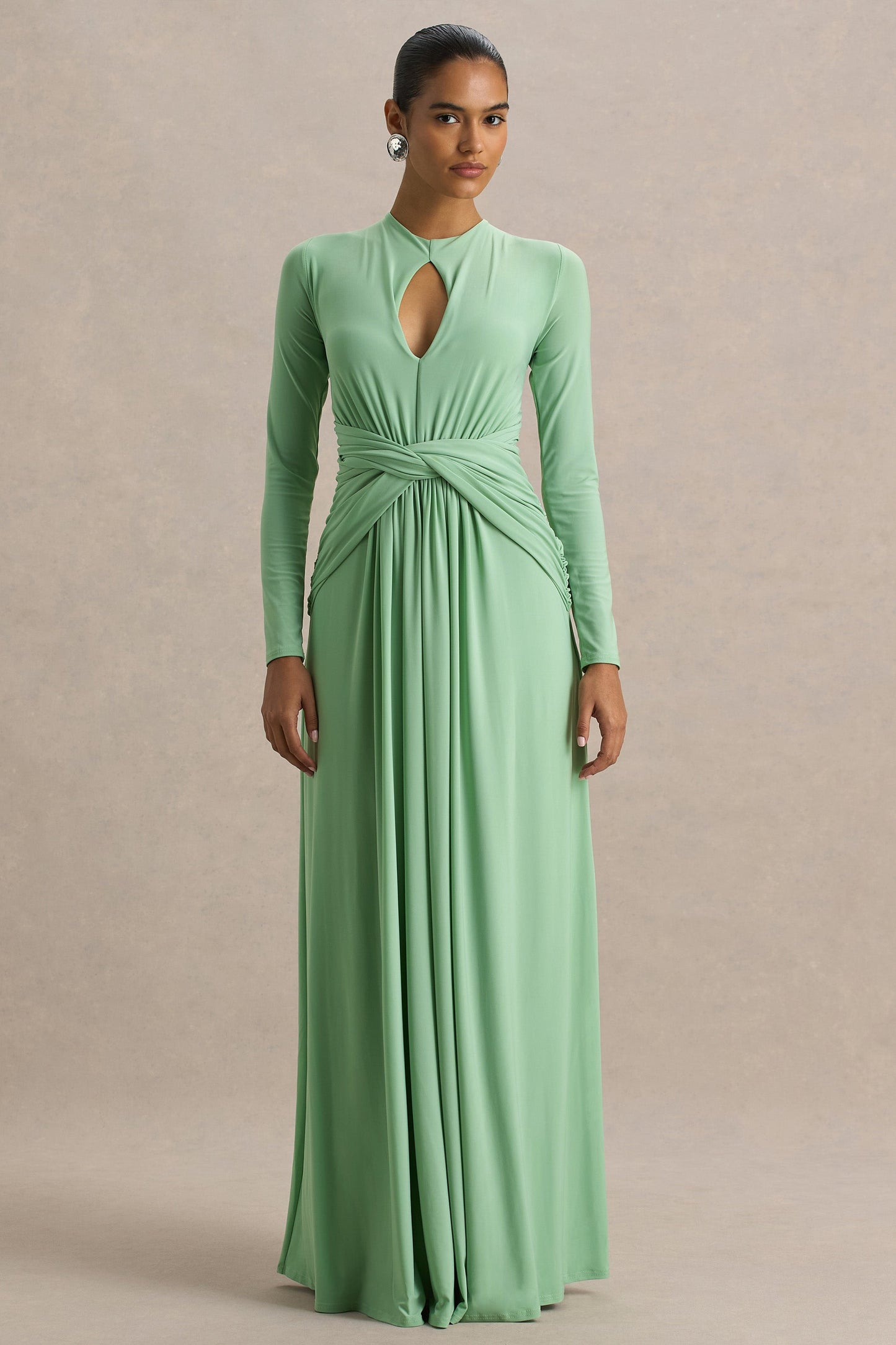 Emerelle Green High-Neck Maxi Dress