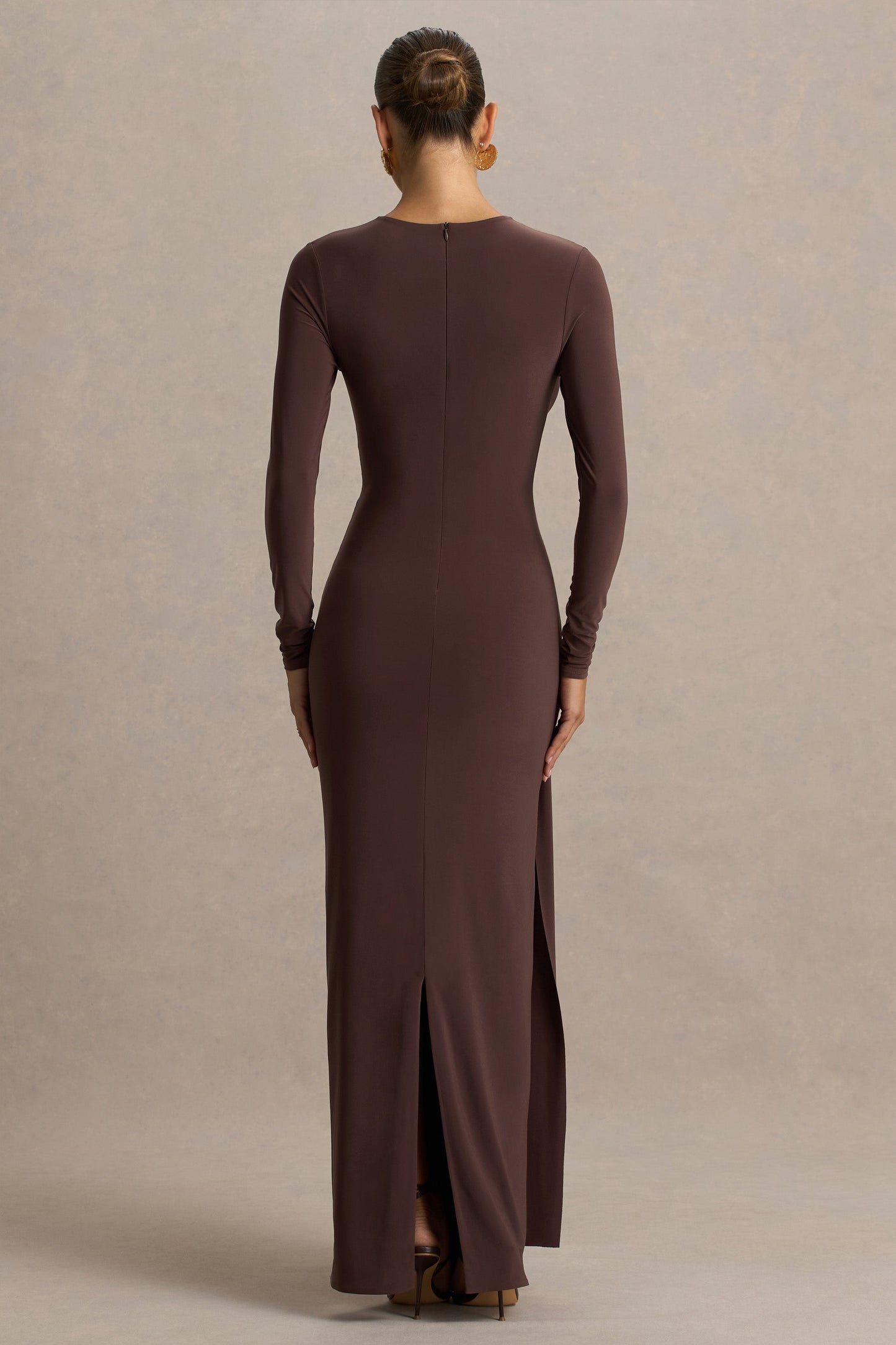 Sorella Brown Boat-Neck Maxi Dress