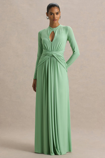 Emerelle Green High-Neck Maxi Dress