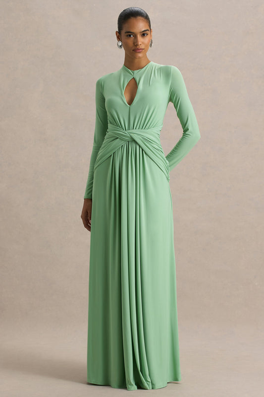 Emerelle Green High-Neck Maxi Dress