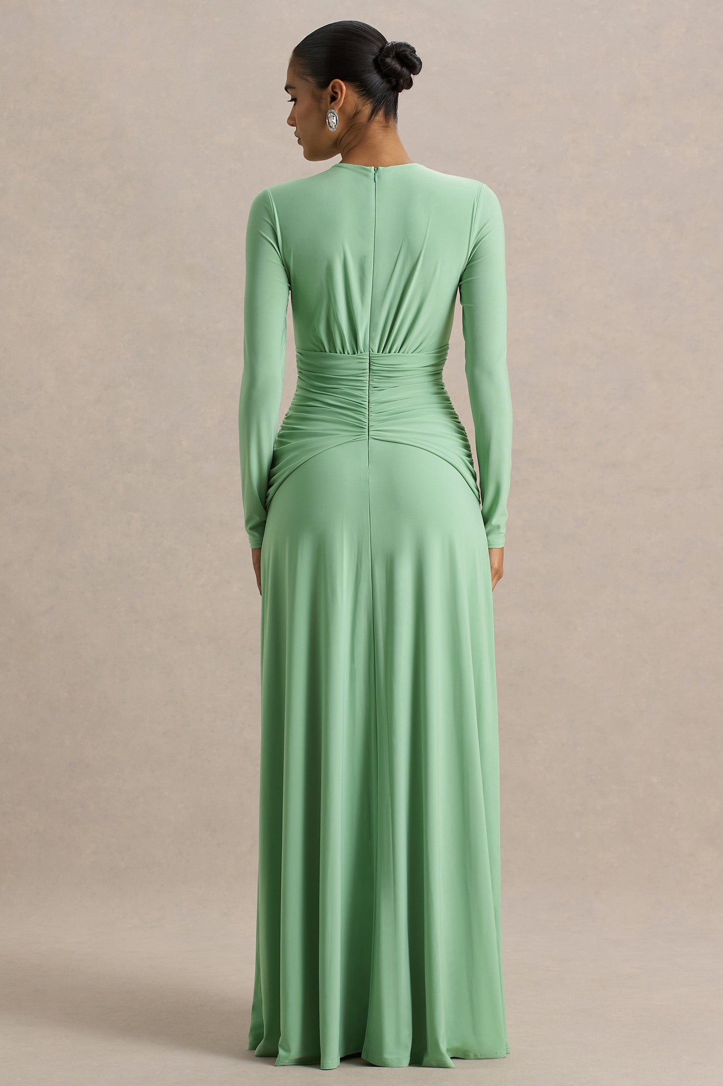 Emerelle Green High-Neck Maxi Dress